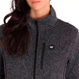 Polar de mujer color gris oscuro, con cierre frontal y diseño de tejido suave.