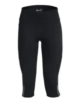 Calza capri de running Under Armour Fly Fast 3.0, color gris con detalles en negro y logo en la pierna.