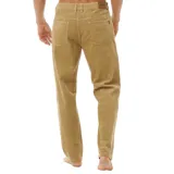 Pantalón largo de pana color mostaza, corte recto, con bolsillos laterales y traseros.