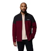 Polar Columbia para hombre, color vino tinto (Rich Wine) con canesú y hombros en negro. Presenta cierre frontal completo y bolsillos laterales con cremallera.