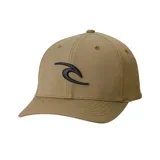 Gorra Rip Curl Tepan 2.0 Flexfit color beige con logo bordado en negro.