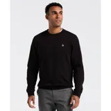 Buzo negro de cuello redondo en felpa suave de algodón con logo bordado en el pecho. Cuenta con cuello, puños y cintura acanalados.