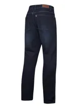 Pantalón de jean azul de corte recto, tiro medio y calce regular. Confeccionado en denim con tecnología Natural Flex y certificación Repreve.