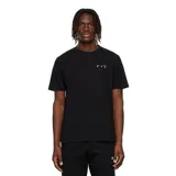 Camiseta negra de algodón con logo Off-White pequeño en el pecho y estampado de Caravaggio en la espalda.