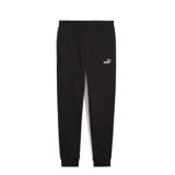 Pantalón de jogging negro de felpa francesa con cintura elástica ajustable con cordón, puños acanalados y logo de Puma bordado en blanco.