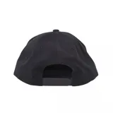 Gorro negro de visera plana con logo Thrasher x Anti-Hero Pigeon estampado en color naranja.