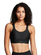 Sostén deportivo Under Armour Infinity High, color negro, de alto impacto, con tecnología de soporte que se sincroniza con los movimientos y acolchado de espuma ultraliviana.