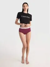 Colaless borgoña de cintura alta con elástico blanco con el logo de Calvin Klein.
