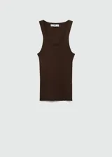 Musculosa azul marino de punto fino con tirantes finos y cuello redondo.