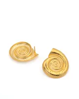 Aros tipo stud de acero quirúrgico hipoalergénico PVD, en forma de caracol.