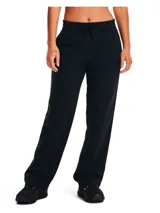Pantalón de jogging Under Armour para mujer, color negro, de corte recto y tiro medio, con cintura elástica ajustable con cordón.