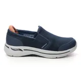 Championes Skechers GO WALK Arch Fit Robust Comfort, color azul marino, sin cordones, capellada de malla transpirable y material sintético, plantilla Arch Fit removible, media suela con amortiguación ULTRA GO y tecnología Comfort Pillar.