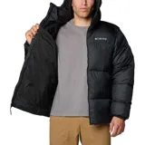 Campera puffer negra marca Columbia, con capucha ajustable, cierre frontal con cremallera, bolsillos laterales con cremallera, puños elásticos y aislamiento Thermarator™.