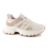Championes urbanos Korium color beige con detalles en rosa pálido y blanco.