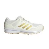 Championes Adidas Fabela Rise para hockey, color blanco con detalles dorados.