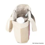 Bolsa matera de tela canvas combinada con división interna para organizar termo y mate. Incluye asa corta de mano.