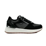 Championes Joma Maya Lady 2401, color negro, con detalles en charol y gamuza.