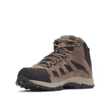 Botas de senderismo Columbia Crestwood Mid WTPF para hombre, color marrón con detalles en negro. Fabricadas con cuero, malla y cinchas, con tecnología Omni-Tech impermeable y transpirable, entresuela TechLite para amortiguación y suela Omni-Grip para tracción en todo terreno.