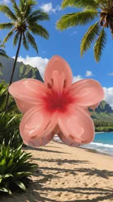 Broche para el pelo con forma de flor de hibisco color salmón.