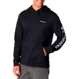 Buzo canguro Columbia Beaumont Hoodie color beige con capucha ajustable con cordón, bolsillo tipo canguro y logo de la marca estampado en la manga.