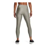 Calza de mujer Under Armour HeatGear® de tiro alto hasta el tobillo, color gris azulado, con cintura antideslizante y logo en la pierna.