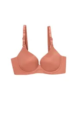 Soutien color rosa con textura acanalada, breteles regulables y copas con aro.