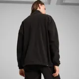 Campera de polar Puma ESS Elevate Winter, color negro, con cierre frontal completo, cuello alto y logo bordado en el pecho.