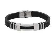 Pulsera de acero italiano combinada con goma, diseño moderno y cierre de seguridad.