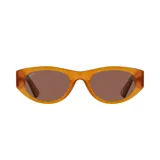 Lentes de sol color naranja con lentes marrones y marco de acetato.