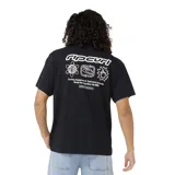 Remera negra de algodón con cuello redondo y manga corta. Estampado pequeño en el pecho con el logo de Rip Curl en color blanco.