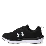 Championes Under Armour Charged Assert 10, color negro con logo blanco y suela blanca, ideales para running y entrenamiento.