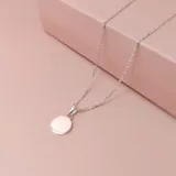 Conjunto de collar con cadena de eslabones finos y dije de medalla redonda lisa.