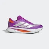 Championes de running Adidas Duramo SL 2 en color violeta con detalles en naranja y plateado. Presentan un exterior de malla técnica, cierre de cordones y tecnología de amortiguación LIGHTMOTION para mayor confort durante el entrenamiento.