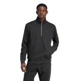 Buzo Adidas Essentials negro de corte clásico, cuello alto con cierre de medio largo, bolsillo tipo canguro y logo bordado en el pecho.
