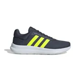 Championes Adidas Lite Racer para hombre, color gris oscuro con las tres tiras clásicas en amarillo flúor y suela blanca con tecnología Cloudfoam.