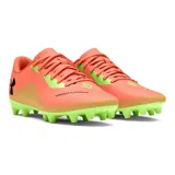 Championes de fútbol Under Armour Shadow Select 2 FG, color blanco con logo negro en el talón y detalles en gris.