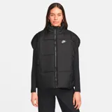 Abrigo sin mangas negro de la marca Nike, con cierre frontal y diseño acolchado.