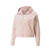 Campera con capucha Puma Modern Sports Full-Zip para mujer, color rosa pálido, con cierre frontal completo, mangas raglán y tecnología dryCELL.