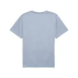 Remera celeste jaspeado de corte clásico, con logo de Puma estampado en blanco en el pecho.
