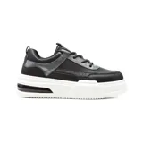 Championes deportivos American Sport Betti, color negro con detalles en gris y suela blanca con plataforma.