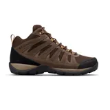 Championes de trekking impermeables Columbia Redmond V2 Mid, color marrón con detalles en negro y amarillo.