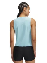 Musculosa deportiva Under Armour Vanish Energy Crop, color gris con logo en el pecho.