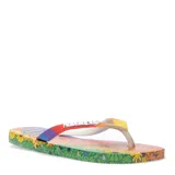 Sandalias Havaianas Top Pride Premium con estampado de flores y tiras con los colores del arcoíris.