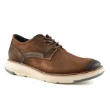 Zapato acordonado de cuero marrón, con suela gruesa de goma color crema y detalles de pespuntes.