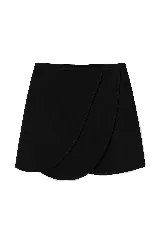 Minifalda marrón con corte tulipán y costuras a contraste.