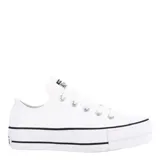 Championes urbanos Converse All Star Chuck Taylor Lift, color blanco con plataforma y detalles en negro.