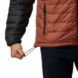 Campera puffer Columbia Powder Lite Hooded para hombre, con capucha ajustable, resistente al agua, con forro reflectante térmico Omni-Heat, bolsillos con cremallera y puños elásticos.