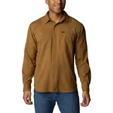 Camisa de hombre Columbia Silver Ridge, color beige, de manga larga con botones para enrollar, dos bolsillos frontales con botón, ventilación en la espalda y protección solar UPF 50.
