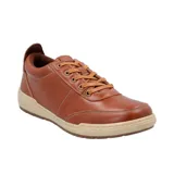 Sneaker de cuero color marrón con detalles de malla reciclada y suela de goma, con plantilla de BLOOM® para el combate del mal olor.