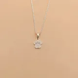 Gargantilla de plata con dije de huella de perro con incrustaciones de circonias.